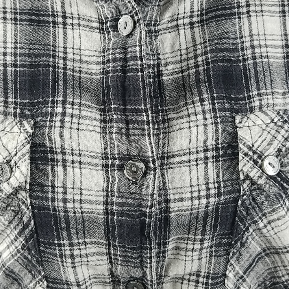 Vince women S plaid blouse long sleeve button down top cotton western cowgirl - Picture 5 of 6